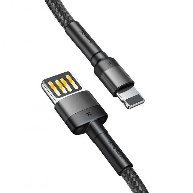 Кабель Baseus Cafule Special Edition Cable USB to Lightning 2.4A 1m CALKLF-GG1 Black-Grey - фото 2