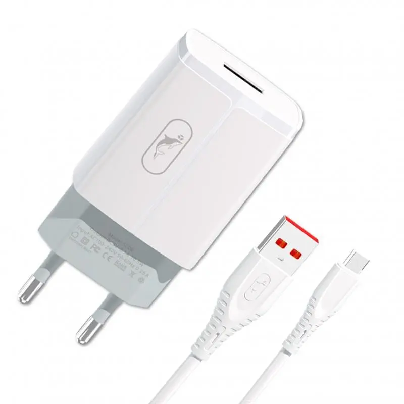 Мережевий зарядний пристрій SkyDolphin SC06V (1USBx2.4A) Білий (SDMZP-000180) + кабель microUSB