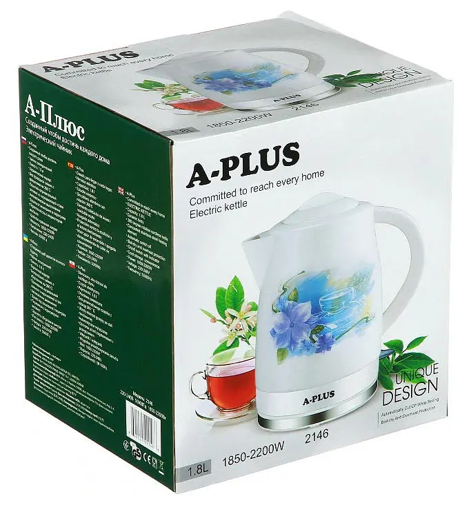 Керамический электрочайник A-Plus AP-2146 дисковый чайник 1.8 л 2200 Вт - фото 4