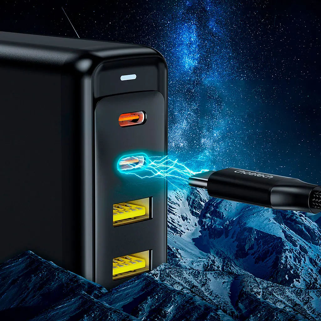 Мережевий зарядний пристрій Choetech PD140W GaN 4-Port Wall Charger Black (PD6005-EU-BK) [100839] - фото 3
