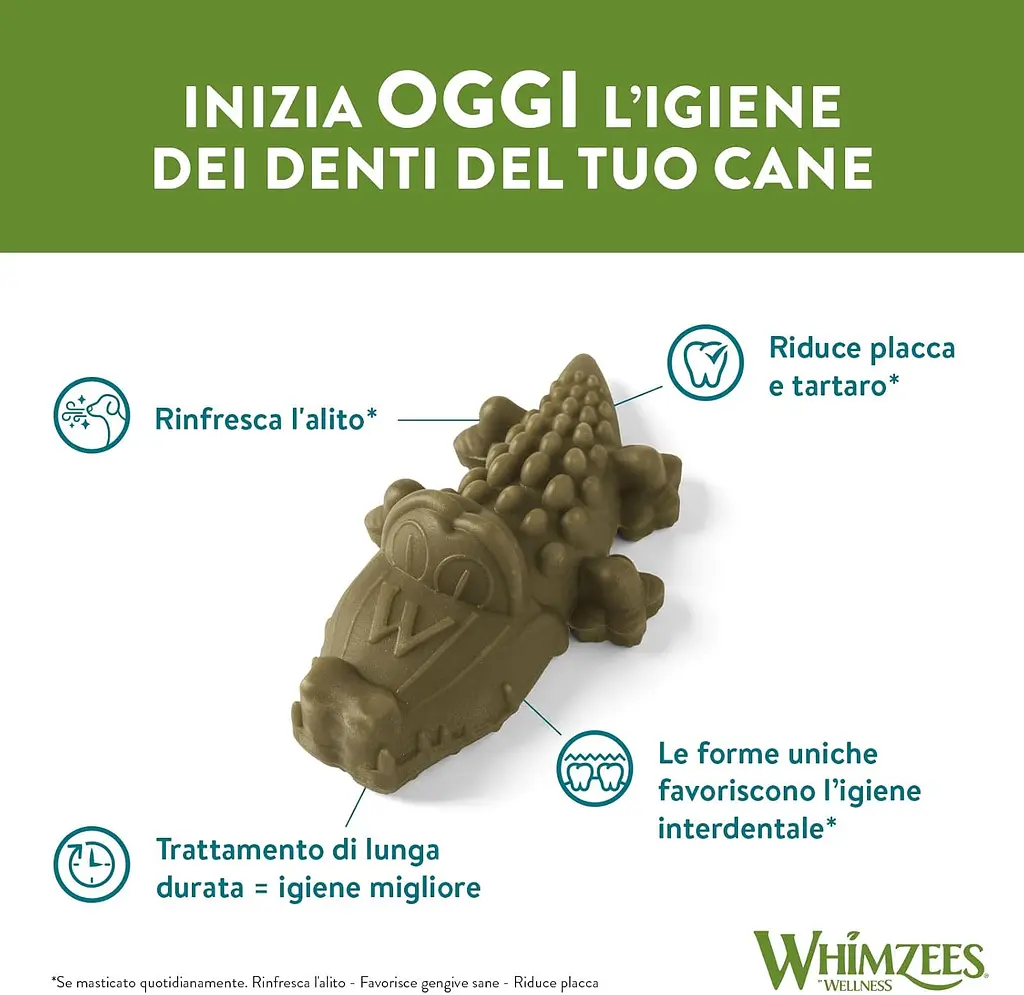 Натуральні ласощі для зубів собак WHIMZEES Dental Treats Alligator S 24 шт. - фото 3