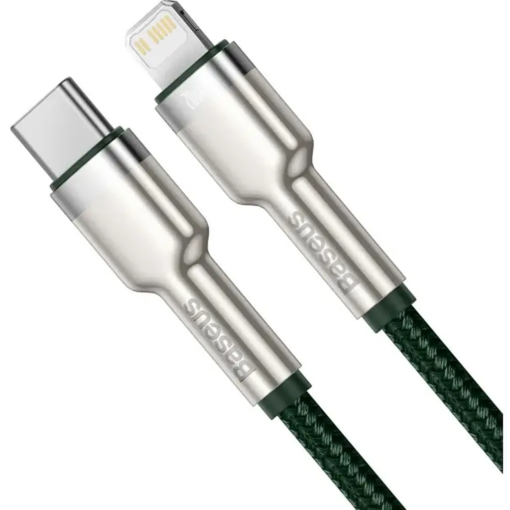 Кабель Baseus Cafule Metal USB-C to Lightning PD 20W 2m Green (CATLJK-B06) [169513] - фото 2