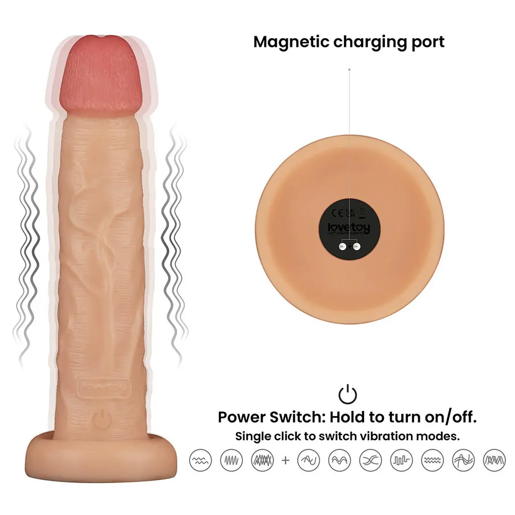 Вібратор Lovetoy Power Basics Cock 10'' 26,2 см (тілесний) - фото 2