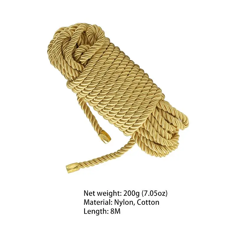 Мотузка для шибарі LOCKINK SEVANDA Shibari Pratice Rope, золотиста, 8 м, нейлон+бавовна - фото 3