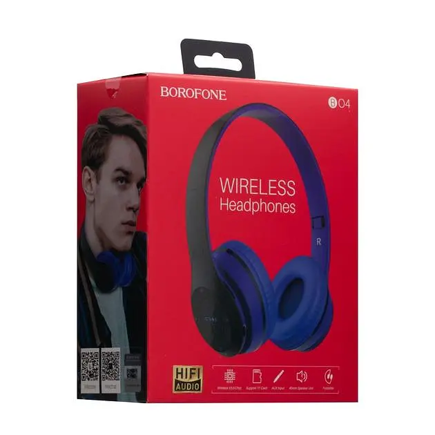 Беспроводные наушники Borofone BO4, BT5.0, AUX, 200mAh, 5h, blue - фото 5