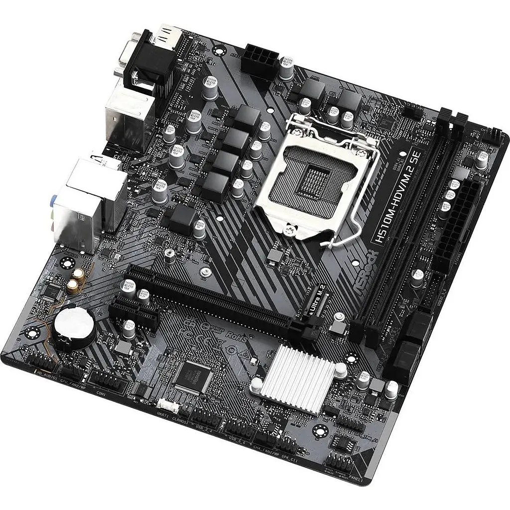 Материнська плата ASRock H510M-HDV/M.2 SE (1200/H470, 2xDDR4, 1xPCIex16, HDMI/DVI/VGA, 4xSATA, M.2, GLan, 7.1ch, mATX) - фото 4
