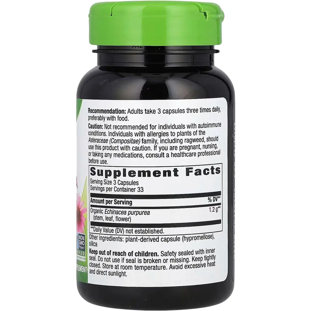 Эхинацея пурпурная Nature's Way Echinacea Purpurea Herb 1200 мг 100 капсул - фото 2