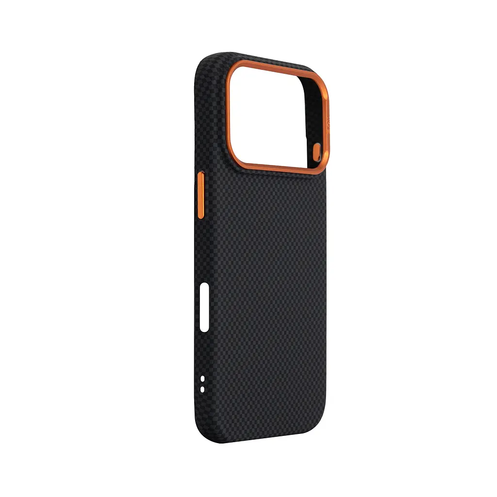 Карбоновый чехол для Apple iPhone 17 Pro, LikeCarbon2 SE MagCase, черный, тонкий защитный чехол-панель из поликарбоната с магнитами N52, MagSafe, противоударный, совместим с беспроводной зарядкой, приподнятые края для защиты камеры - фото 3