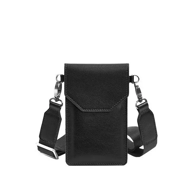 Шкіряна сумка-чохол для телефону чорна - фото 11