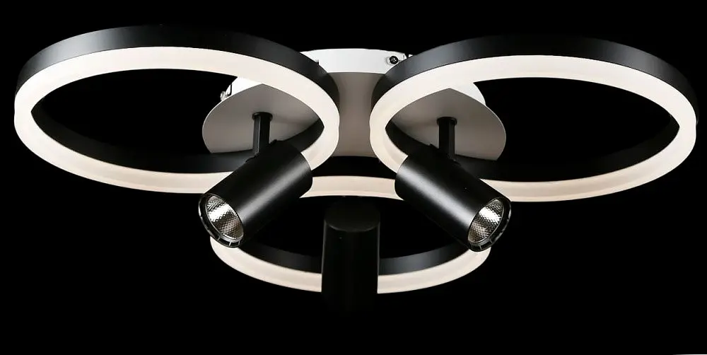 Люстра стельова LED Splendid Ray L2466/3+3, 129W, чорнобіла, сучасний стиль, з пультом, димер, 63 см - фото 4