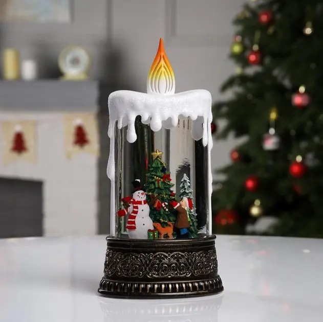 Новорічний нічник зі снігом "Свічка зі сніговиком" XMAS WDL-23016, різдвяний світильник на батарейках - фото 7