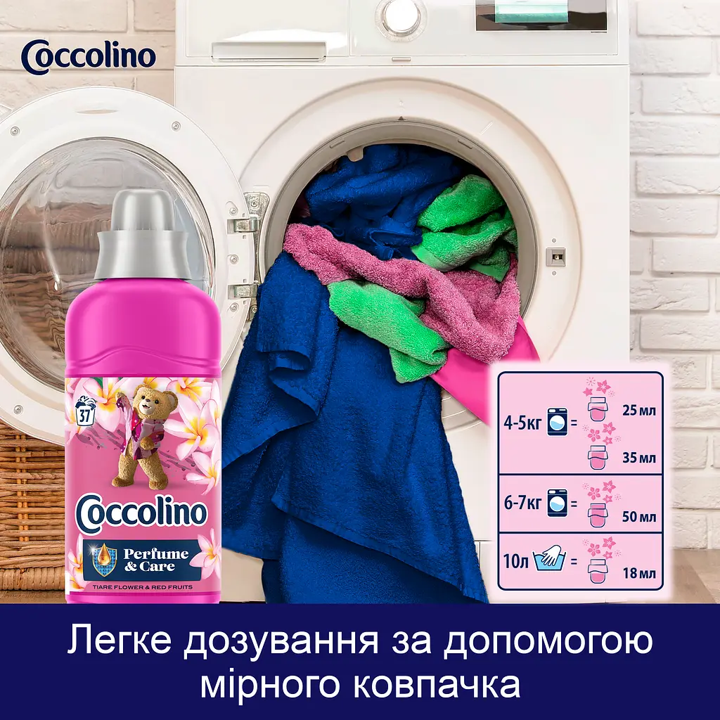 Кондиціонер для білизни Coccolino Perfume & Care Квітка тіаре червоні фрукти жасмин та ваніль (925 мл х 2 шт.)(64894928) - фото 8