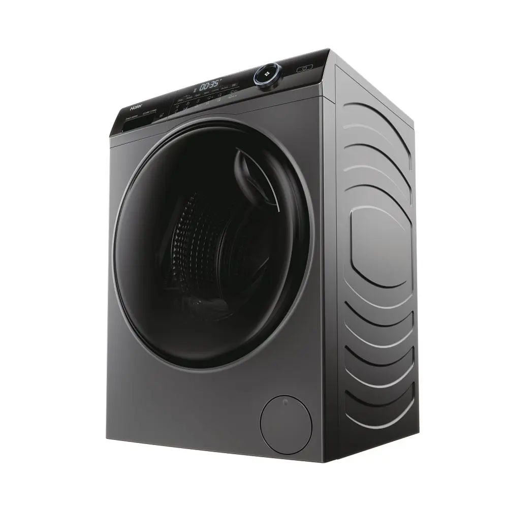 Стирально-сушильная машина Haier фронтальная 8(5) кг 1400 A 46 см дисплей пара инвертор люк черный прямой привод серебристый - фото 5