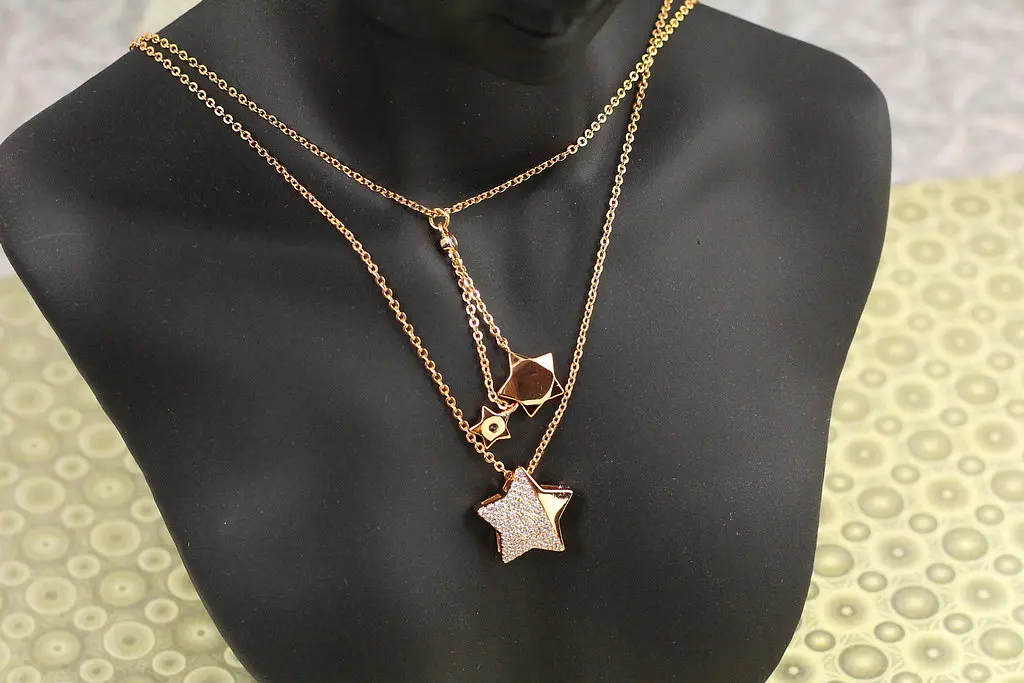 Ланцюг Xuping Jewelry подвійна цепочка Три зірки 45 см золотистий - фото 3