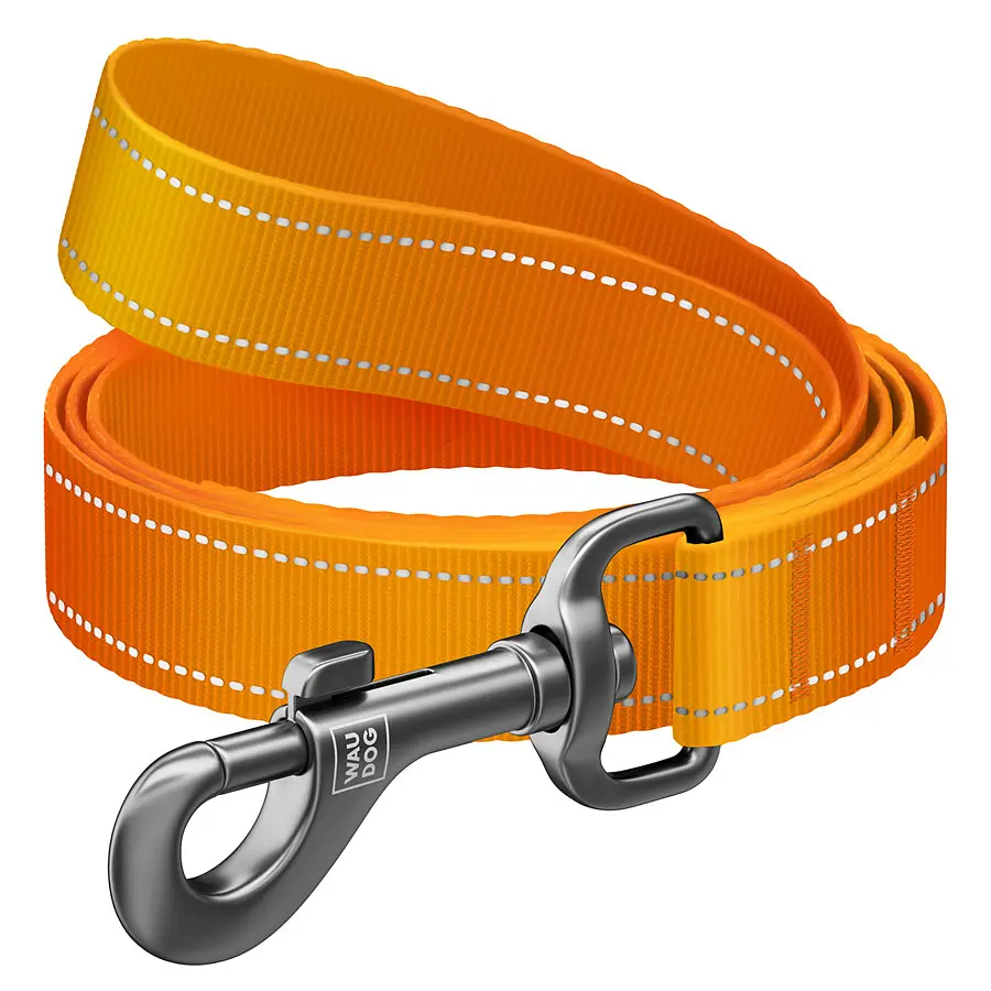 Поводок для собак нейлоновый Waudog Nylon Mono, светоотражающий, S, Ш 15 мм, Д 200 см, оранжевый - фото 2