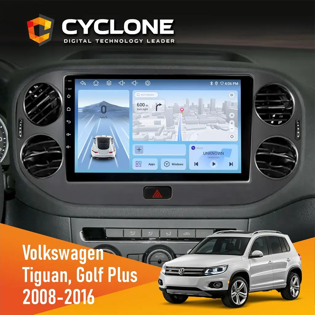 Штатна магнітола Volkswagen Tiguan, Golf Plus 2008-2016 Cyclone C10-012 4x64 DSP 4G Cyclone (НФ-00006711)