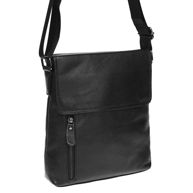 Чоловіча сумка Borsa Leather K17859 27x24x5 см Чорний (16183) - фото 4