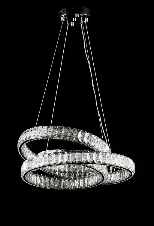 Хромована LED-люстра Splendid Ray LD8879/500/1 LED (CH), 50 см з переплетеними кришталевими кільцями - фото 2