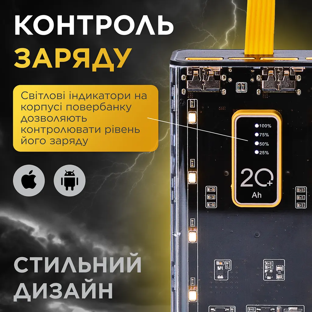 Повербанк Smart X X101 20000 mAh USB-C/USB-A 4 шнури в комплекті - фото 6