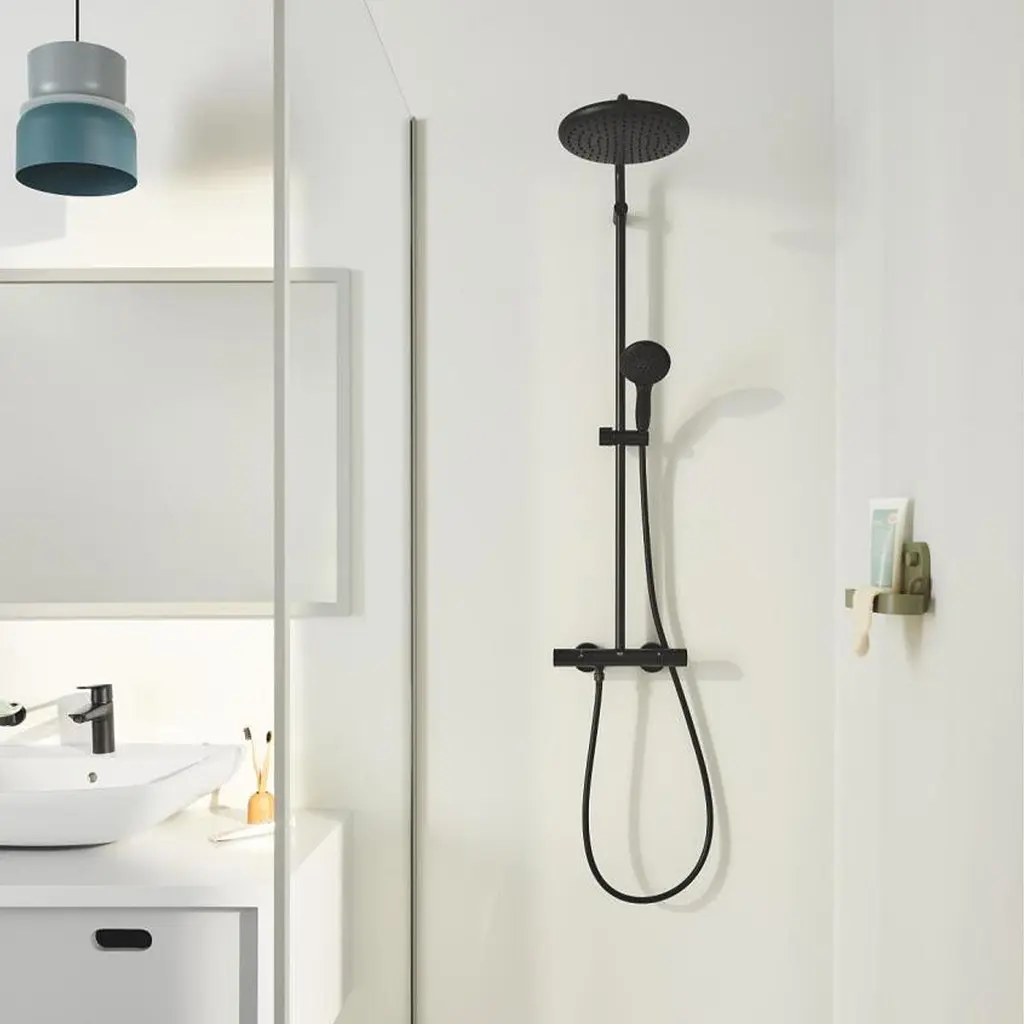 Душевая система термостатическая Grohe QuickFix Vitalio Start System 250 266772431, Черный матовый - фото 6