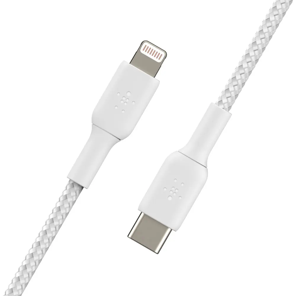 Кабель Belkin USB-C > Lightning заряджання/синхронізації 2м, 30Вт, Type-C, плетений, білий teh0013729 - фото 4