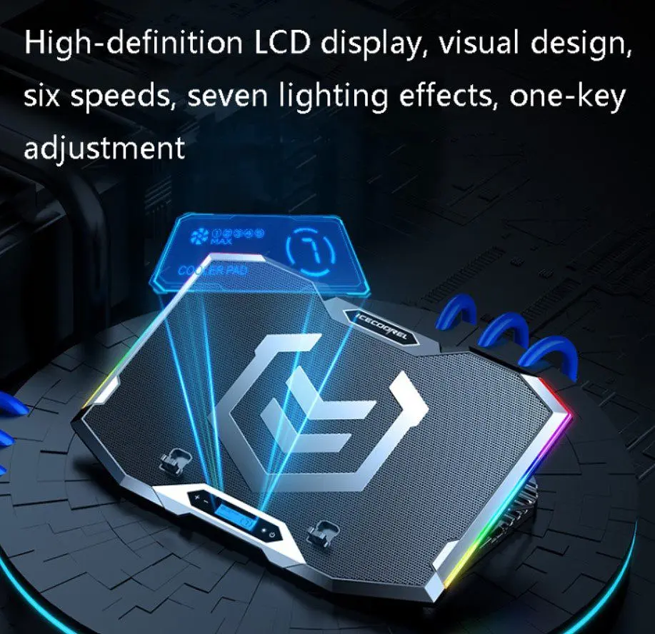 Охолоджувальна підставка для ноутбука 15-17.3 дюймів Ice Coorel K-9 Blue RGB - фото 5