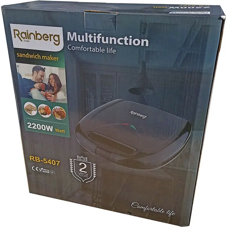 Гриль-сэндвичница Rainberg RB-5407 электрическая защита от перегрева мощностью 2200W (955_84512) - фото 3
