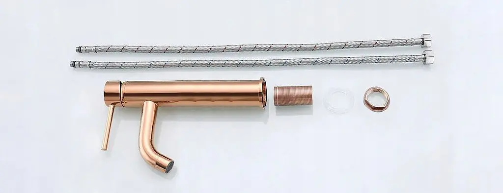 Змішувач для умивальника Rea Lungo rose gold рожевий золото високий REA-B6321, Теплий захід сонця - фото 5