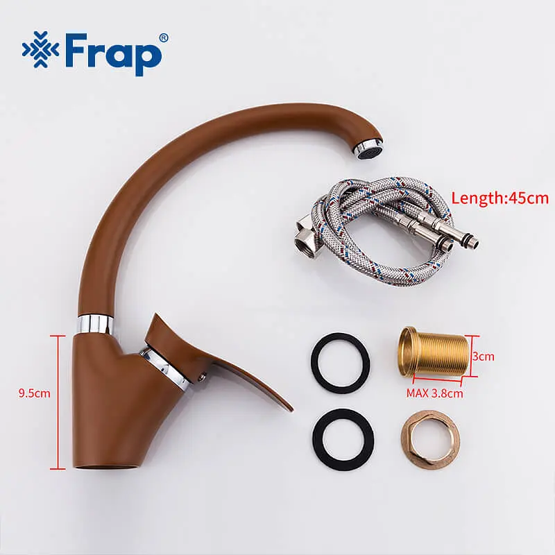 F4101-14 (F41) Змішувач для кухні U гайка Ø40 коричневий Frap 1/10, Коричневий - фото 2