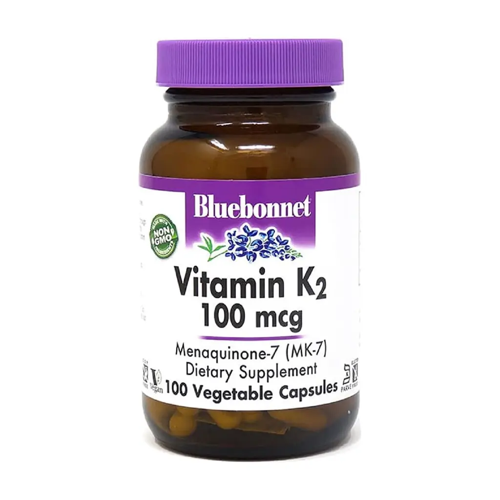 Вітамін Bluebonnet Nutrition Вітамін K2 100 мкг, Vitamin K2, 100 вегетаріанських капсул (BLB0653)