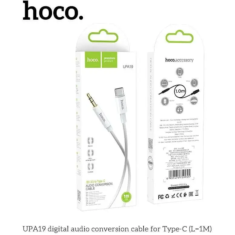 Кабель Hoco AUX до Type-C цифровий конвеєр навушника UPA19 білий 1 м - фото 9