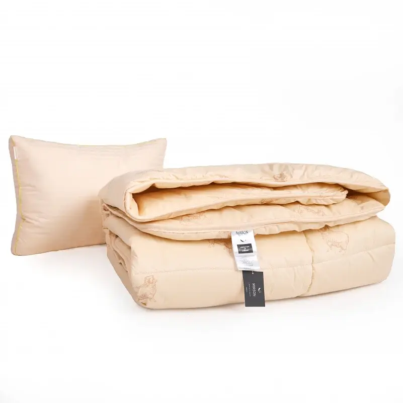 Набор MirSon шерсть №9562 Gold camel Wool зима одеяло 140х205 см + подушка белый (2200010806397) - фото 2