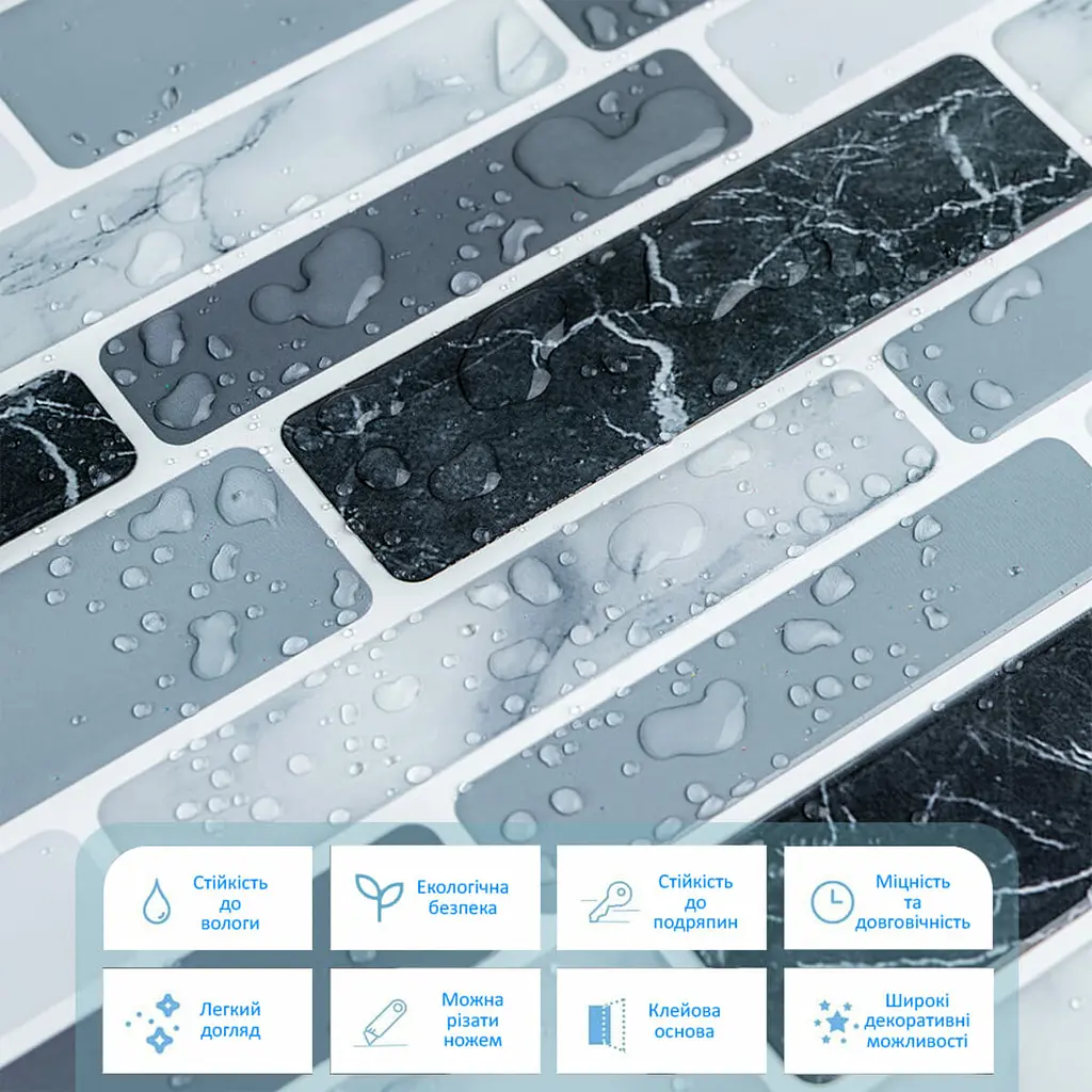 Самоклеюча поліуретанова панель під цеглу мармур Sticker Wall SW-00001174 305x305x1 мм - фото 6