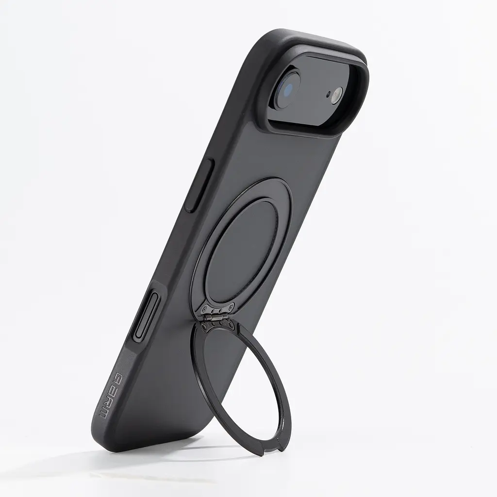 Противоударный чехол-панель для Apple iPhone 17 Air, Unit Stand2, черный, силикон + поликарбонат, защита всего корпуса, с подставкой, поддержка магнитных держателей и беспроводной зарядки (MagSafe), ArmorStandart (ARM86341) - фото 5