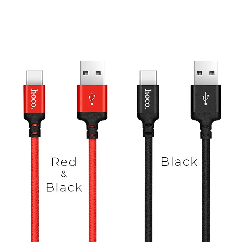 Кабель HOCO X14 USB to Type-C 3A, 1m, nylon, aluminum connectors, Чорний - фото 3