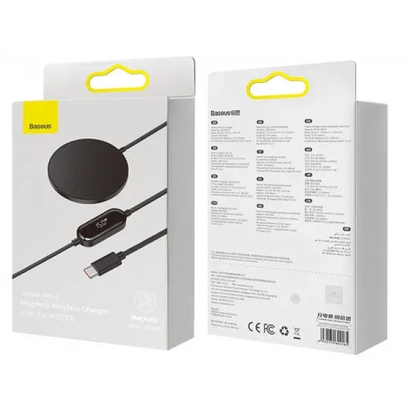 Бездротовий зарядний пристрій Baseus Simple Xiaomini2 Magnetic Wireless Charger 15W (for iP 12/13) CCJJ010001 Black - фото 6