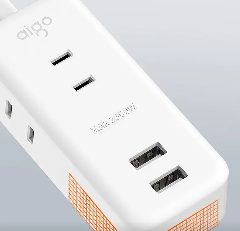 Подовжувач фільтр Aigo Power Strip (3 розетки та 2 USB) 1 m AC0320 - фото 5
