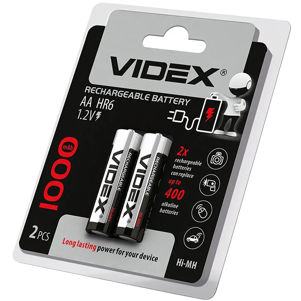 Акумулятори Videx HR6/AA 1000 mAh double blister 2 шт. (HR6/1000/2DB) - фото 2