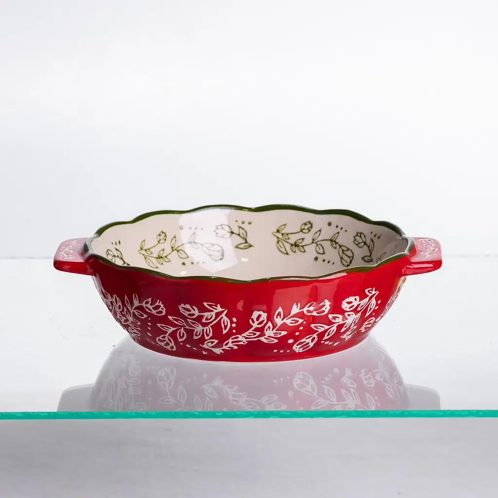 Форма для запекания Vintage Ø17 (см) круглая форма для выпекания в духовке с ручками Красный Yiwu HM04-05 - фото 4