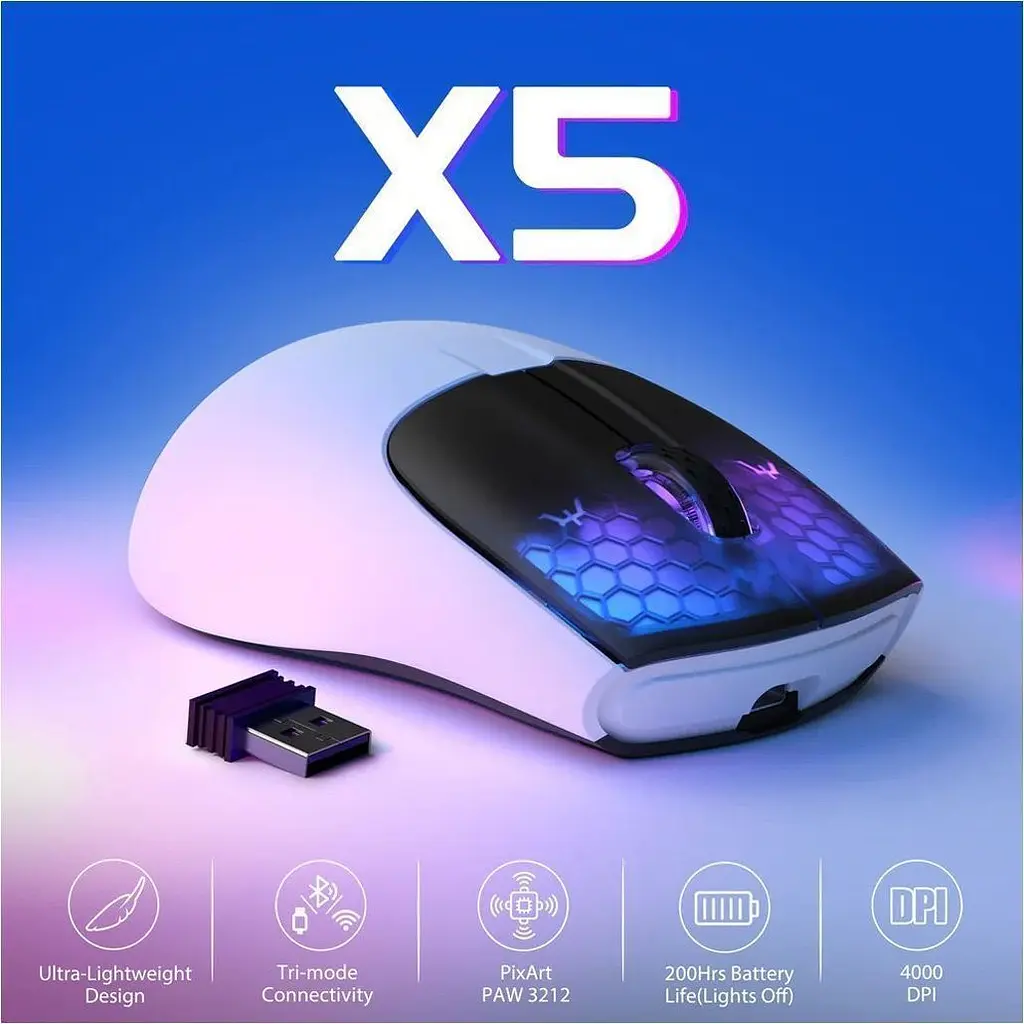 Мышь Attack Shark X5 Wireless White/Black (AS-6922456700225-WB) [159859] - фото 2