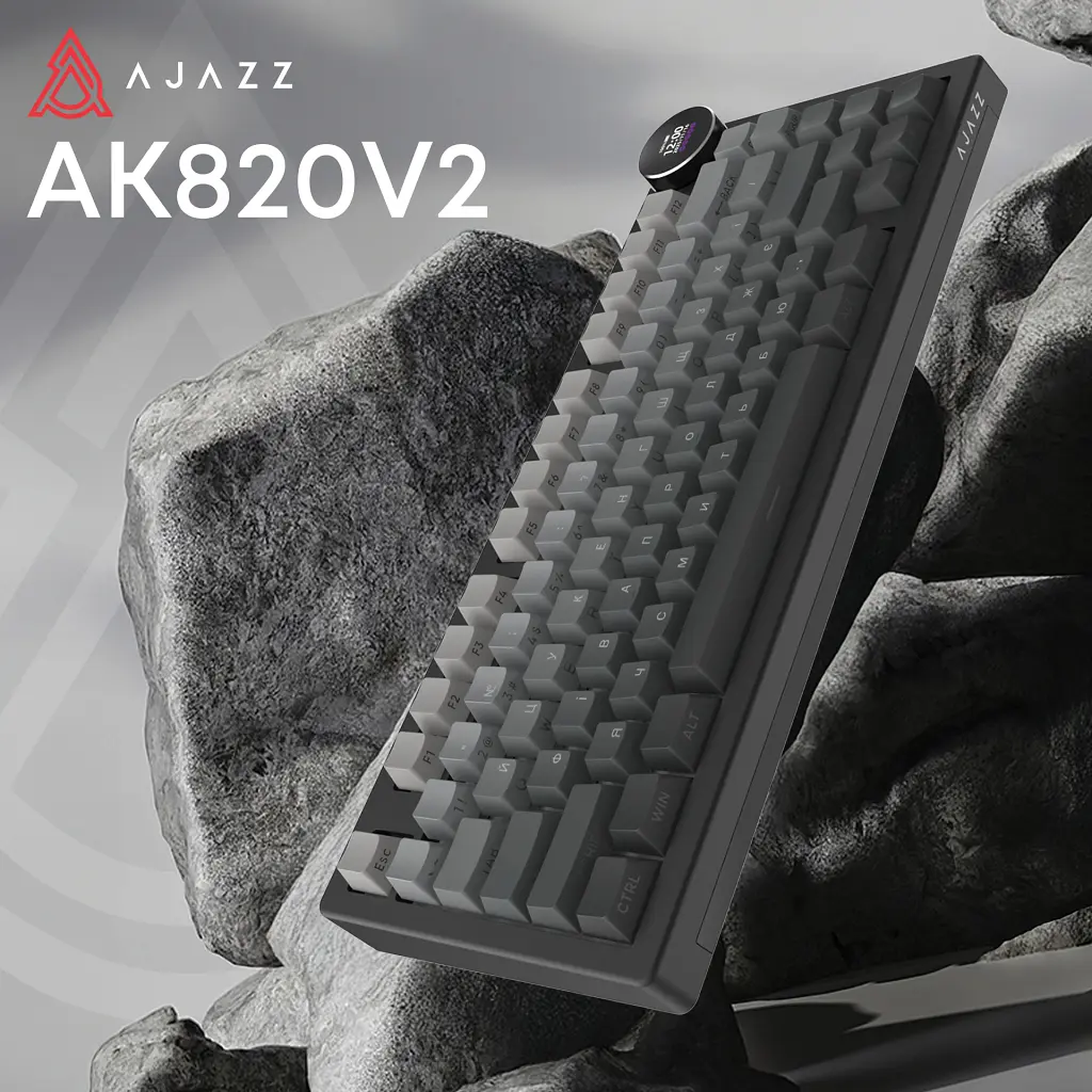 Клавіатура Ajazz AK820 V2 White Peach Switch Wireless/Bluetooth/USB UA Black/Gray (AK820-V2-WP-S-BG) - фото 6