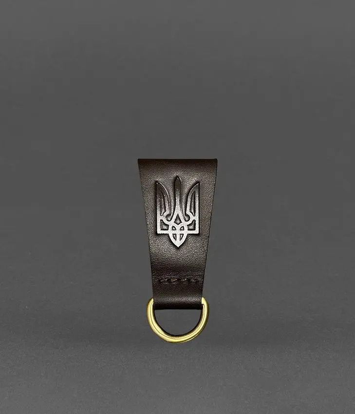 Шкіряний тренчик на пояс з тризубом - фото 2