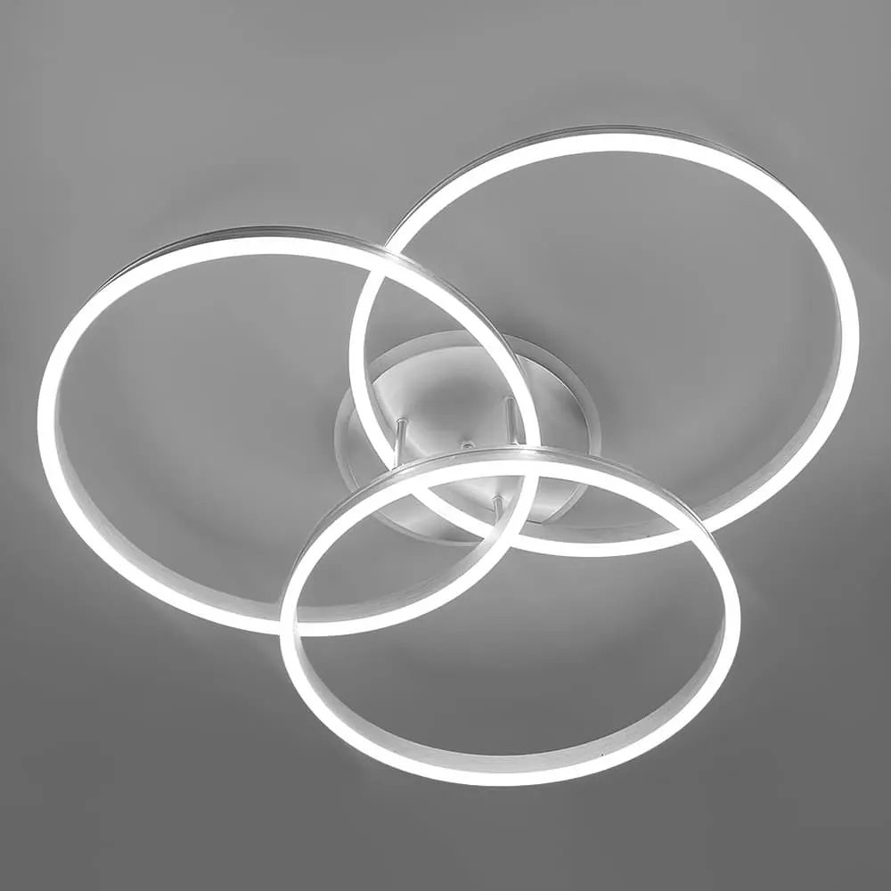 LED світильник білий на 3 кільця з RGB у сірому корпусі Ø 80 см | Line F | Арт. 55065/3 RGB Silver+CH - фото 3
