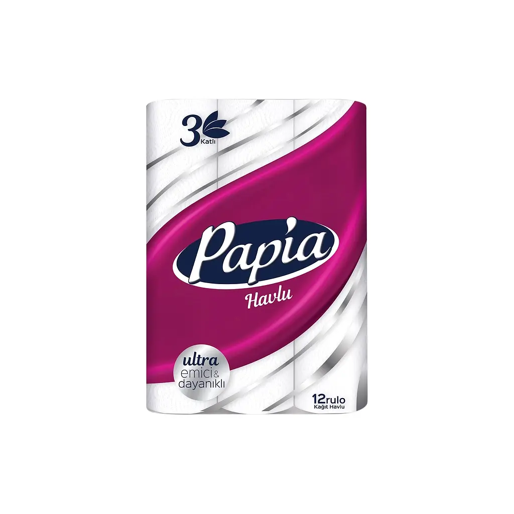 Паперові рушники Papia 3 шари 12 рулонів (8690536011001)