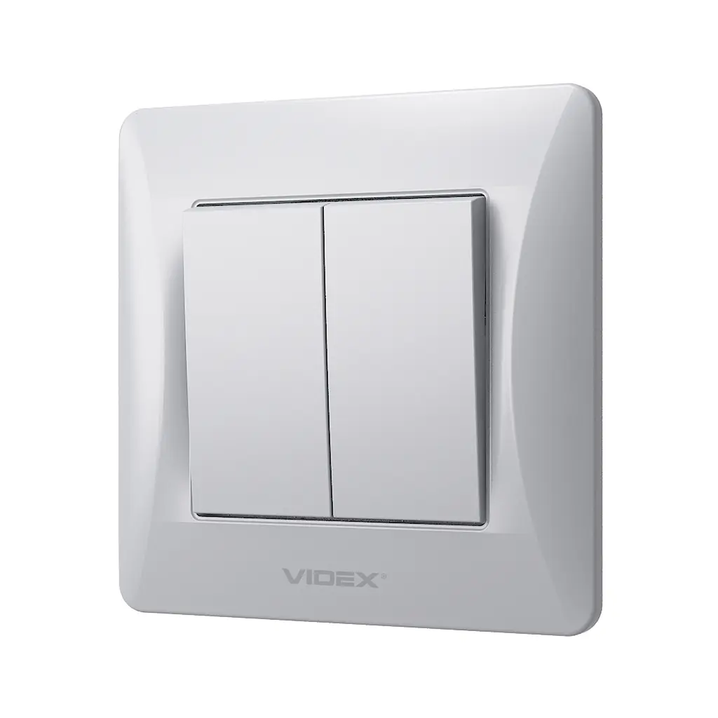 Вимикач двоклавішний срібний шовк VIDEX BINERA VIDEX (24893-000) - фото 3