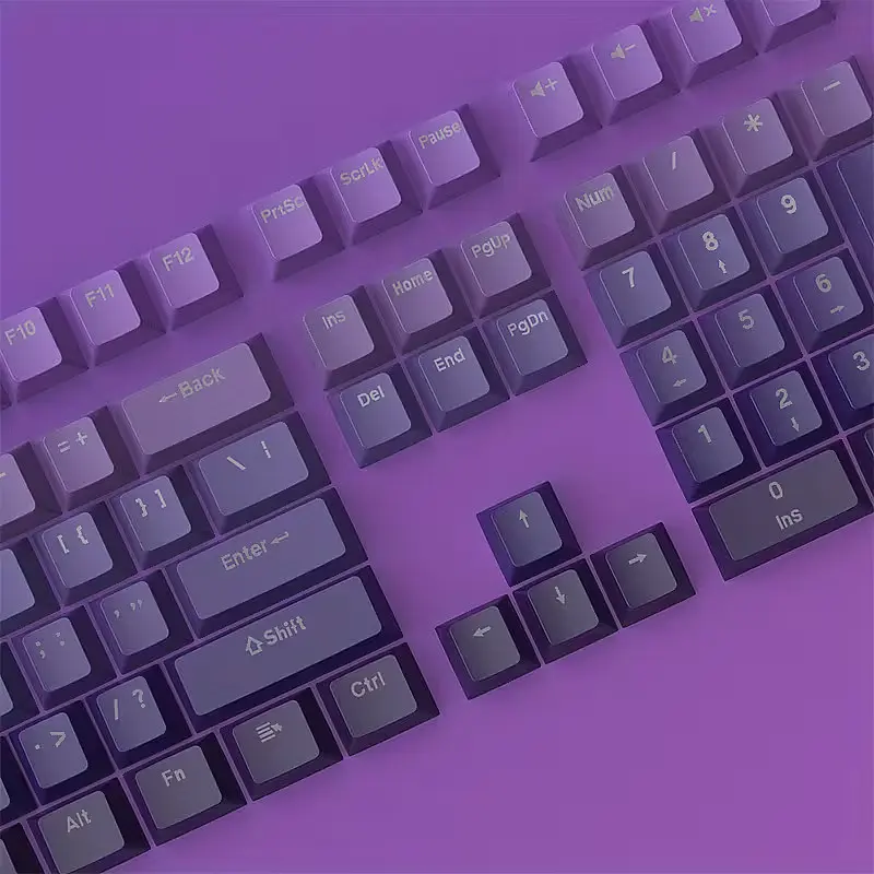 Набір кейкапів PBT Purple Gradient (130+) / фіолетовий OEM-комплект для ANSI / ISO клавіатур, Фіолетовий - фото 4