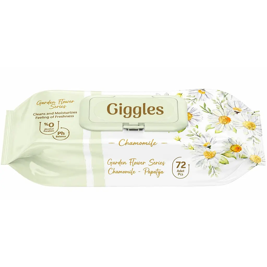Вологі серветки Giggles Chamomile з клапоном 72 шт.