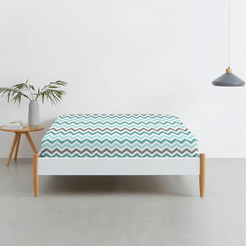 Простирадло на резинці Cosas Mint Zigzag 160х200х20 см (ZigMintGrey_160х200x20) - фото 2