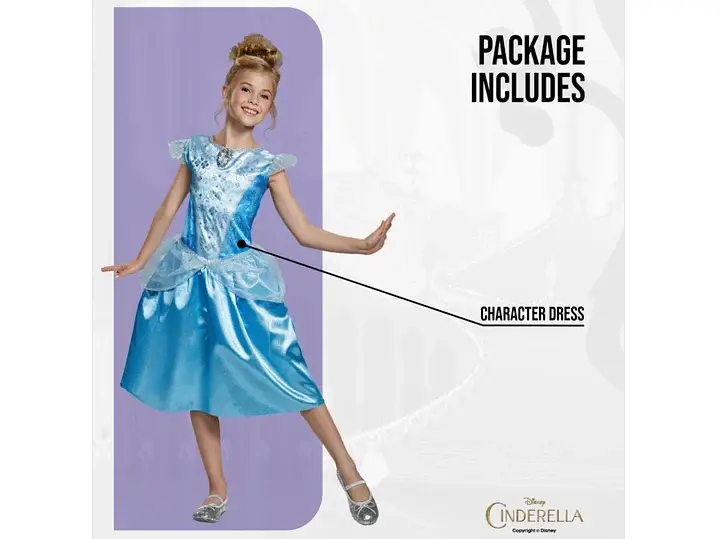 Карнавальний костюм сукня Попелюшки Disguise Disney Princess Cinderella Classic XS 3–4 роки блакитний (SKU-293) - фото 6