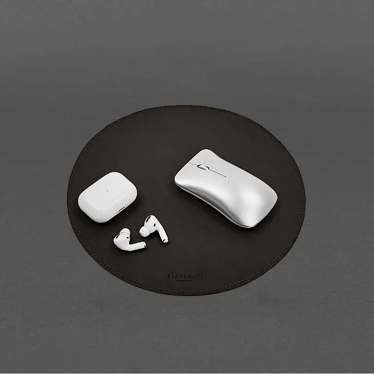 Круглый коврик для мышки из натуральной кожи темно-коричневый краст - фото 7